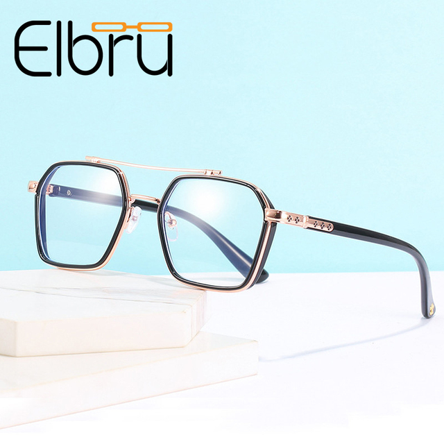Okulary do czytania Elbru dla osób z krótkowzrocznością - mężczyźni i kobiety, podwójna wiązka, ochrona przed niebieskim światłem, różne mocowanie (od -1 do -3.5) - tanie ubrania i akcesoria