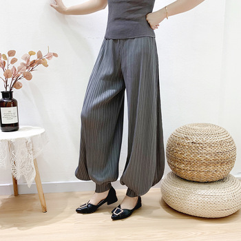 Jesienne, japońskie podstawowe bloomers Miyake - luźne spodnie harem w nowym stylu dla kobiet o dużych rozmiarach