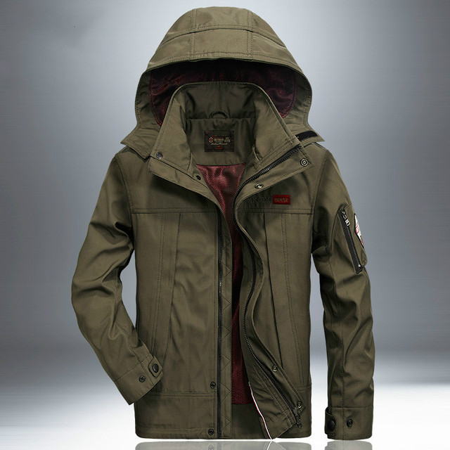 Wiatroszczelna wodoodporna kurtka wojskowa z kapturem - wiosenna, jesienna - rozmiar 4XL - tanie ubrania i akcesoria