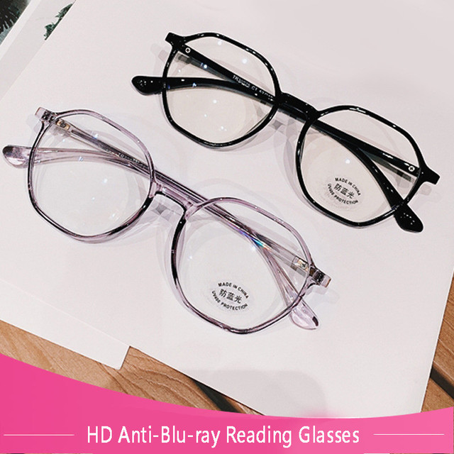 Okulary do czytania Presbyopic Jelly Polygon dla pań z filtrem anti-blue light dioptrii +1.0 ~ +4.0 - tanie ubrania i akcesoria