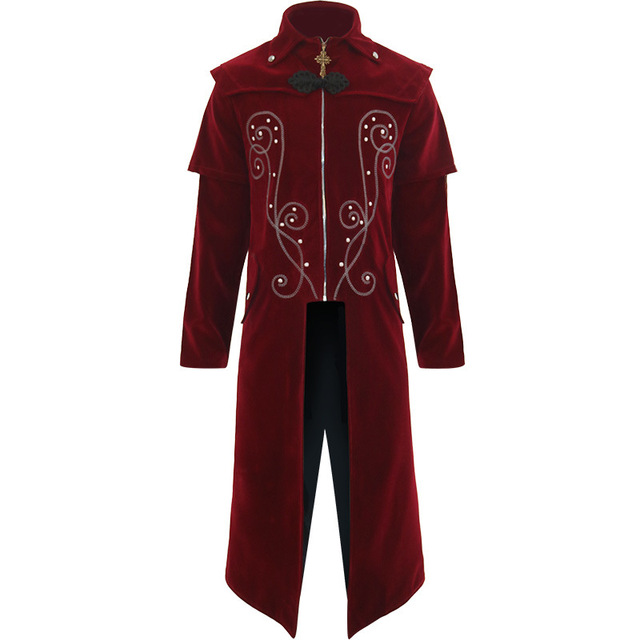 Mężczyzna Steampunk Vintage frak kurtka Gothic wiktoriański surdut średniowieczne Retro kurtki kostium Cosplay Halloween - tanie ubrania i akcesoria
