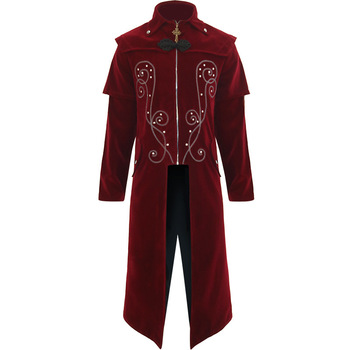 Mężczyzna Steampunk Vintage frak kurtka Gothic wiktoriański surdut średniowieczne Retro kurtki kostium Cosplay Halloween
