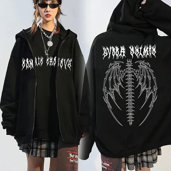 Oversize kobiety bluza z kapturem Y2K w stylu Retro Gothic Streetwear