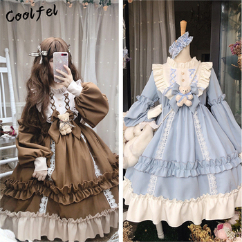 Elegancka, japońska sukienka koronkowa ONE SIZE w kawaii stylu Lolita