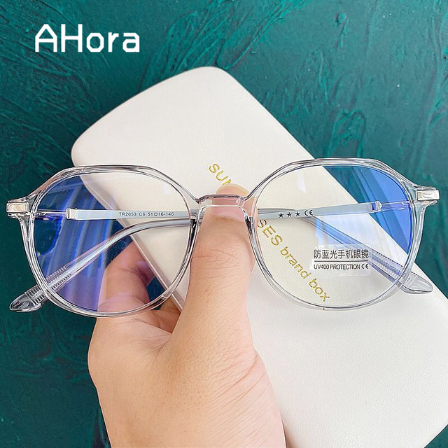 Okulary do czytania Jelly Ahora przezroczyste blokujące niebieskie światło, oprawki Ulralight Polygon Prebyopia, optyczne, 0 do +4.0 - tanie ubrania i akcesoria