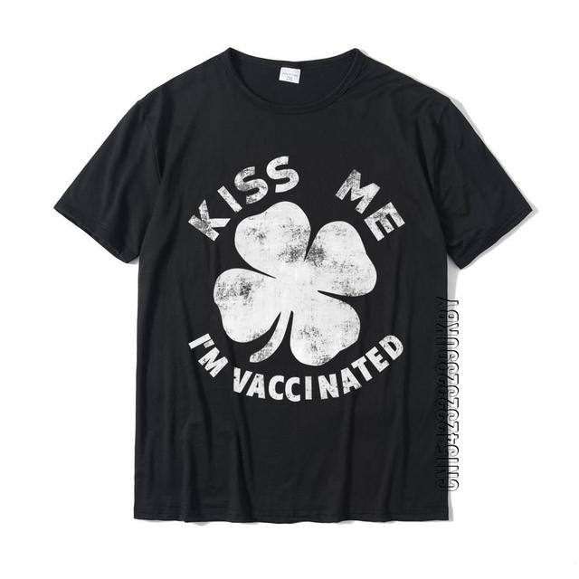 Koszulka męska premium Irlandzki Szczepiony Dzień Świętego Patryka Kiss Me - Bawełniana, Drukowana, Ponadgabarytowa [Studentów] - tanie ubrania i akcesoria