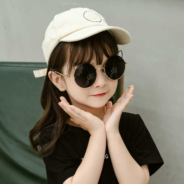 Dziecięce okrągłe okulary przeciwsłoneczne metalowe UV400 3-9 lat - tanie ubrania i akcesoria