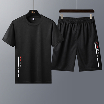 Letni garnitur męski: sportowy strój z krótkim rękawem - T-shirt spodenki dresowe i spodnie dresowe dla mężczyzn