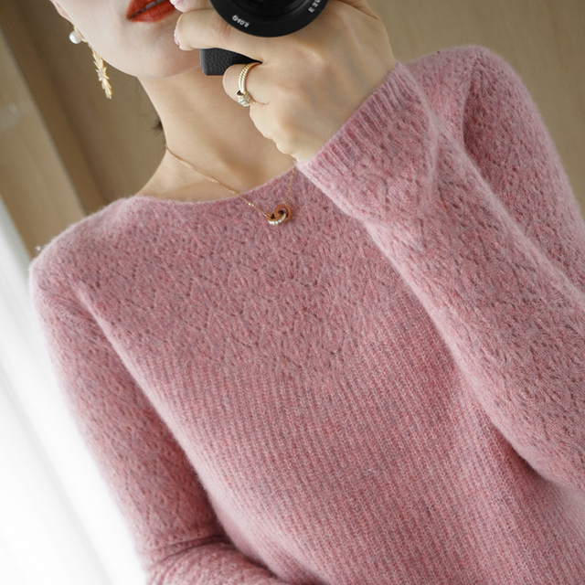 Sweter damski 100% wełniany 2021 New O-neck w modnym, miękkim stylu Basic swetera kaszmirowego jednolitego, luźnego damskiego - tanie ubrania i akcesoria