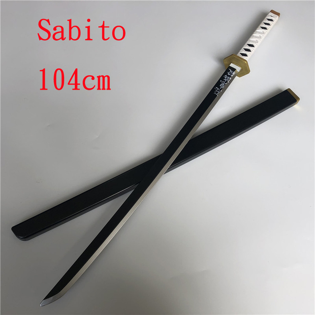 Kimetsu nie Yaiba - miecz broń Demon Slayer Sabito Cosplay 104cm - 1:1 Anime Ninja nóż - PU zabawka szary - tanie ubrania i akcesoria