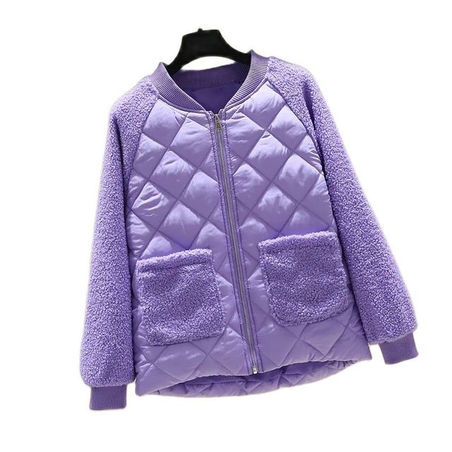 Damski krótki płaszcz zimowy z wełną owczą, luźna i moda, mała bawełniana kurtka studencka - tanie ubrania i akcesoria