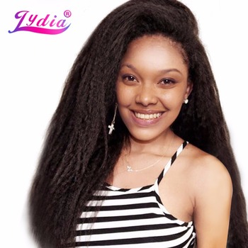 Damskie włosy z syntetycznej, perwersyjnej tkaniny Lydia, proste, o długości 12-24 cali, w kolorze Pure Color, do przedłużania włosów, dla czarnych kobiet