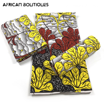 Tkanina woskowana bawełniana z Ghany w afrykańskim stylu - wysoka jakość, wzór kente, 6 jardów