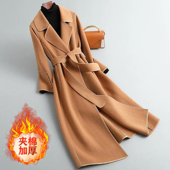 Pikowana aksamitna kurtka z wełnianym płaszczem 2021 dla kobiet, średniej długości, w jednolitym kolorze, styl koreański