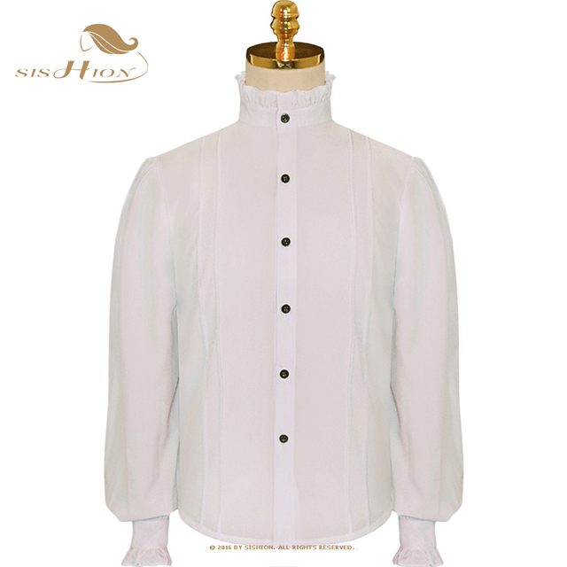 Męska koszula renesansowa średniowieczna Steampunk Pirate SISHION VD1987 - biała, klasyczna - tanie ubrania i akcesoria
