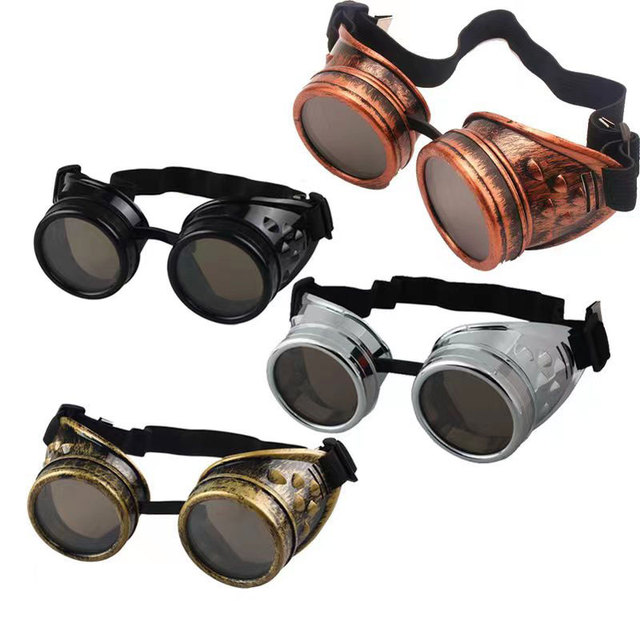 Okulary przeciwsłoneczne vintage w stylu steampunk - modna kreatywność 2021, punktowe spawanie, ochrona przed promieniowaniem UV400 - tanie ubrania i akcesoria