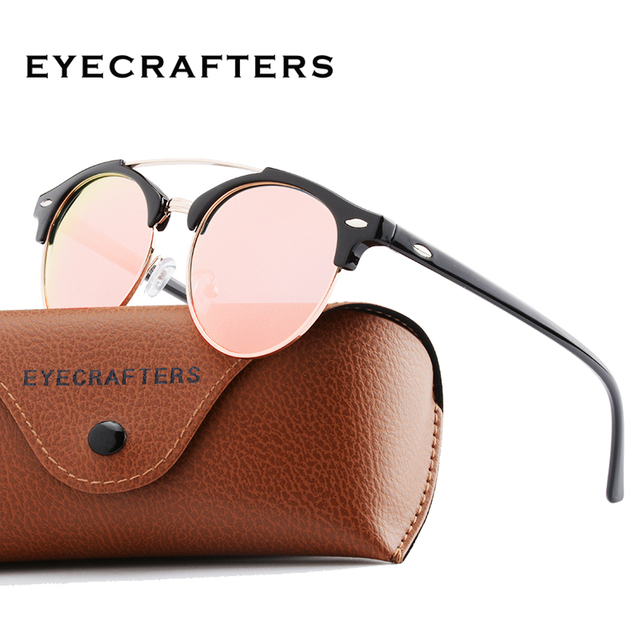 Męskie okulary przeciwsłoneczne retro z powłoką soczewek w kolorze różowym - tanie ubrania i akcesoria