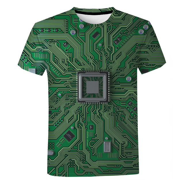 T-shirt męski z drukowaną grafiką 3D procesora komputerowego Chip Harajuku - tanie ubrania i akcesoria