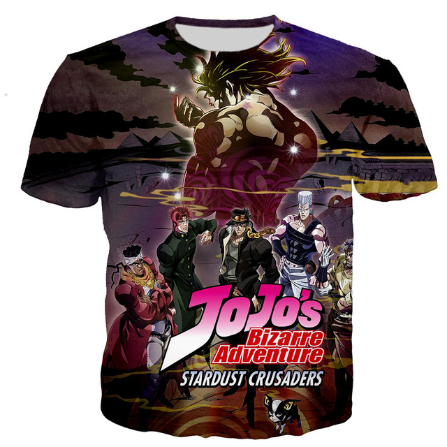 3D Koszulka Anime JoJo's Bizarre Adventure dla Mężczyzn i Kobiet - Casual Harajuku Style T-shirt Streetwear - Rozmiary od 2XS do 5XL - tanie ubrania i akcesoria