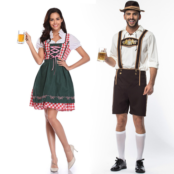 Kostium mężczyzny na Oktoberfest - dirndl lederhosen, piwne przebranie bawarskie na przyjęcie Oktoberfest