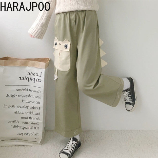 Spodnie capri dla kobiet HARAJPOO 2021 inspirujące stylizacje japońskie Ins - jesień/wiosna - tanie ubrania i akcesoria