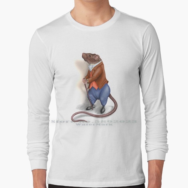 Koszulka męska z długim rękawem Little Lord Biscuit, duży rozmiar, portret szczura, 100% czysta bawełna - tanie ubrania i akcesoria