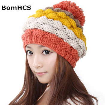 Ręcznie dziany czapka damska Lady BomHCS - ciepły, zimowy, śliczny beanie
