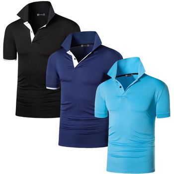Męskie koszulki polo Jeansian 3 Pack - sportowe, Dry Fit, z krótkim rękawem, rozmiar M-XXL