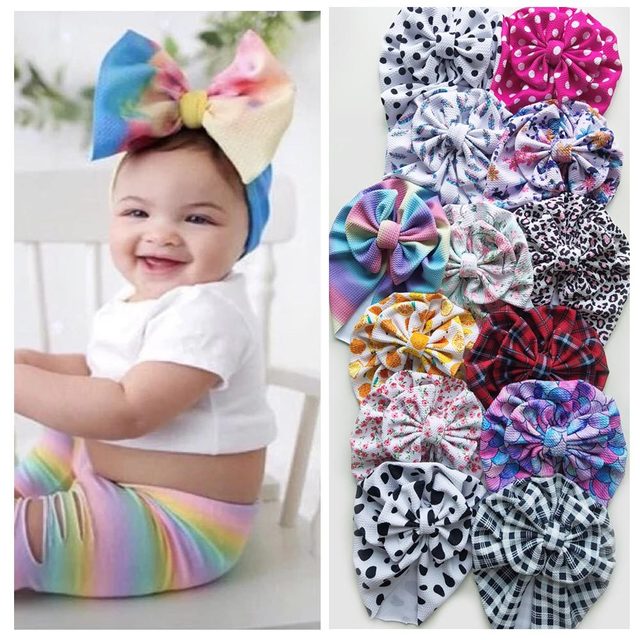 Czapka Turban dla Dzieci - Wafelkowy Materiał - Kwiatowe Wzory - Kolorowe Linki - Dla Chłopców i Dziewczynek - Noworodek - tanie ubrania i akcesoria