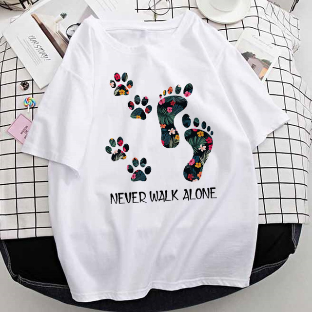 Koszulka damska Dog Paw z zabawnym napisem i słodkim wzorem zwierząt - krótki rękaw, letni top - tanie ubrania i akcesoria