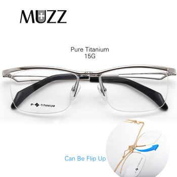 Okulary półramkowe dla mężczyzn IP Czysty Tytan z unoszoną szybą do korekcji wzroku - krótkowzroczność, nadwzroczność