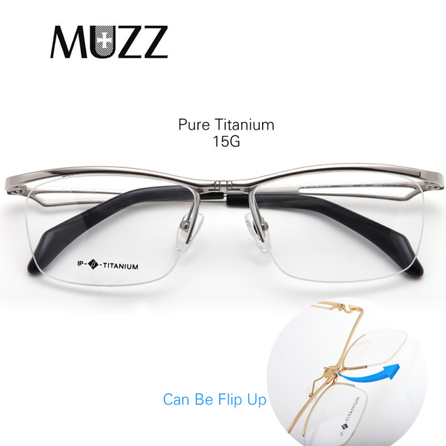 Okulary półramkowe dla mężczyzn IP Czysty Tytan z unoszoną szybą do korekcji wzroku - krótkowzroczność, nadwzroczność - tanie ubrania i akcesoria