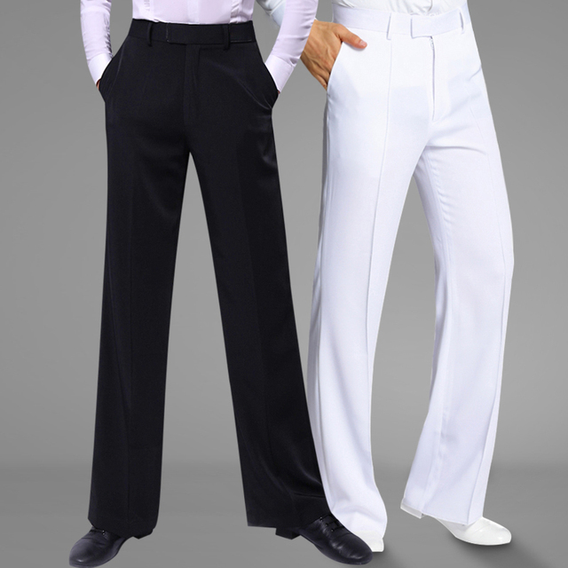 Spodnie do tańca latynoamerykańskiego 2019 dla mężczyzn w stylu balowym, dla dorosłych, czarno-białe - tanie ubrania i akcesoria