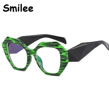 Nowoczesne Vintage okulary komputerowe zielone przezroczyste soczewki