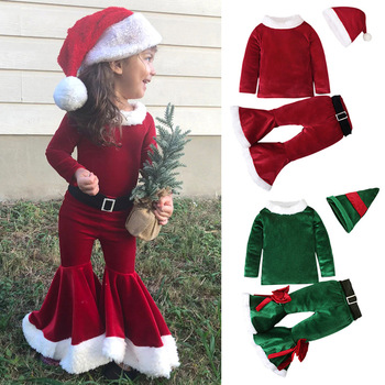 Trzyczęściowy kostium świąteczny dla dzieci - długorękawowa koszula, spodnie dresowe i kapelusz