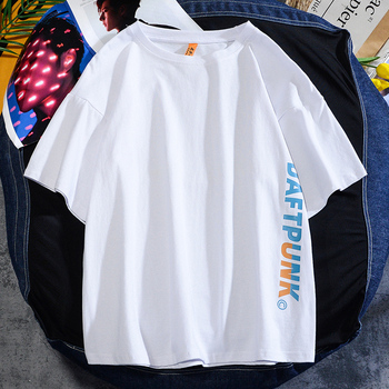 Męska koszulka z krótkim rękawem w luźnym stylu na lato, produkowana z naturalnej bawełny - moda męska 2021