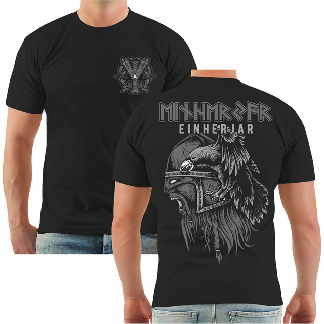 Nowa letnia męska koszulka z krótkim rękawem O-Neck w rzadkiej niemieckiej wroniej runie - Valhalla Thor Odyn Wikingowie T-Shirt S-3XL - tanie ubrania i akcesoria