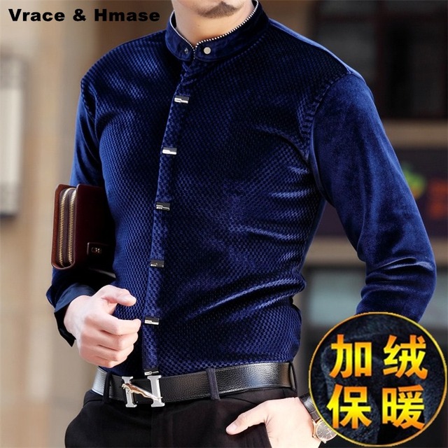 Męska koszula z długim rękawem o modnym wzorze aksamitu, idealna na chłodne dni jesieni i zimy (rozmiary M-3XL) - tanie ubrania i akcesoria