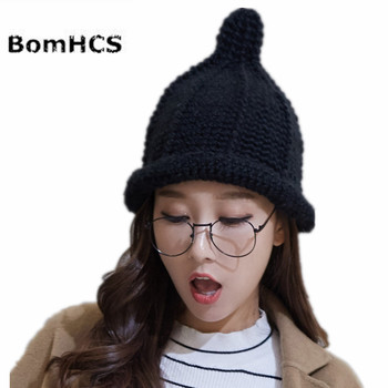 Ręcznie dziergana, jednolitego koloru czapka zimowa dla kobiet BomHCS