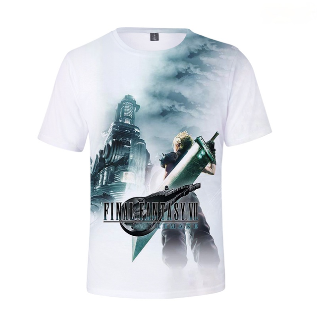 Koszulka męska Final Fantasy VII Remake, wydruk 3D, krótki rękaw, oversize - Homme Tee - tanie ubrania i akcesoria
