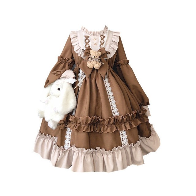 Sukienka Lolita japońskiego stylu ze spódnicą - jesienno-zimowa kolekcja 2021 - tanie ubrania i akcesoria