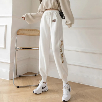 Zimowe spodnie sportowe damskie Pantalones De Mujer, bawełniane Harem, dresowe Harajuku Jogger