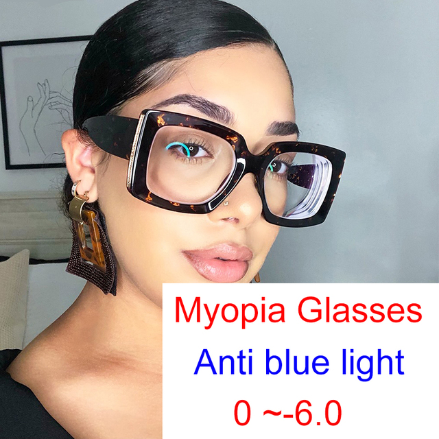 Vintage konkretna model na okulary przeciwsłoneczne krótkowzroczne dla kobiet z blokadą światła niebieskiego i receptą komputerową - tanie ubrania i akcesoria
