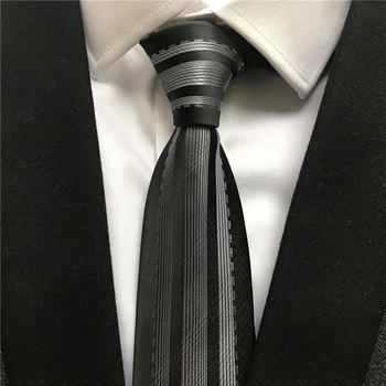Męski żakardowy krawat tkany 2021, czarny z ciemnoszarymi paskami - idealny prezent dla mężczyzny