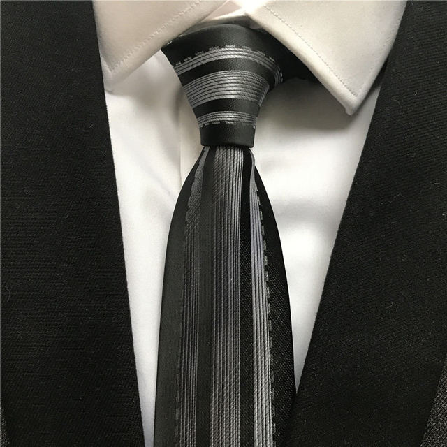 Męski żakardowy krawat tkany 2021, czarny z ciemnoszarymi paskami - idealny prezent dla mężczyzny - tanie ubrania i akcesoria
