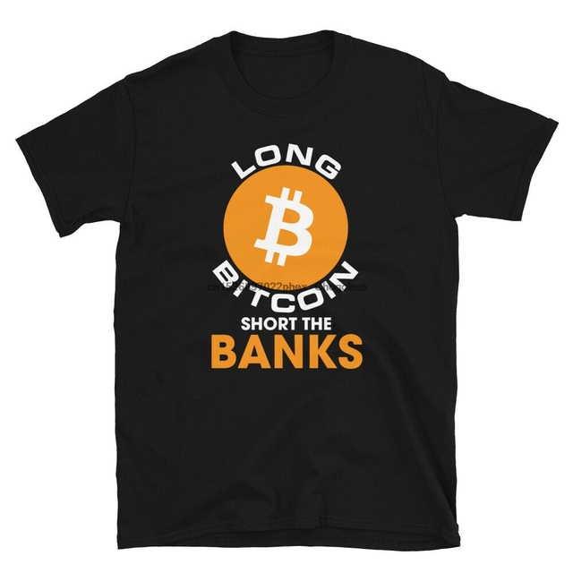 Koszulka męska Długi Bitcoin krótki banki Crypto BTC kryptowaluta - tanie ubrania i akcesoria