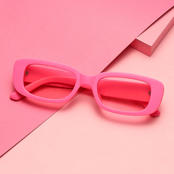 Stylowe Macaron różowe okulary przeciwsłoneczne y2k z małą prostokątną ramką UV400 (damskie/męskie)
