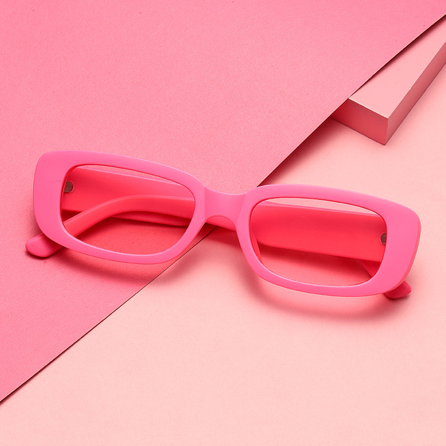Stylowe Macaron różowe okulary przeciwsłoneczne y2k z małą prostokątną ramką UV400 (damskie/męskie) - tanie ubrania i akcesoria