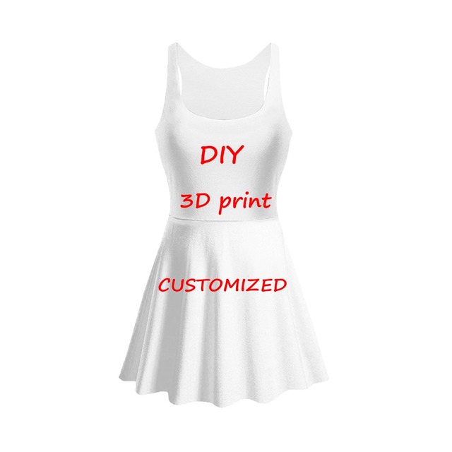 Damska sukienka bez rękawów do samodzielnego dostosowania 3D druku z możliwością dodania zdjęcia lub logo - modalny biały top - tanie ubrania i akcesoria