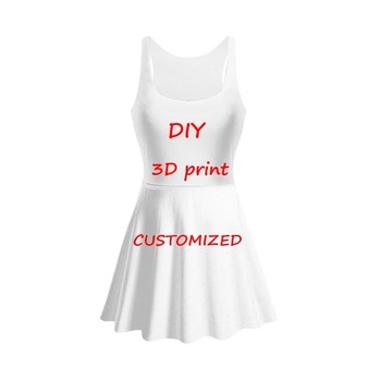Damska sukienka bez rękawów do samodzielnego dostosowania 3D druku z możliwością dodania zdjęcia lub logo - modalny biały top